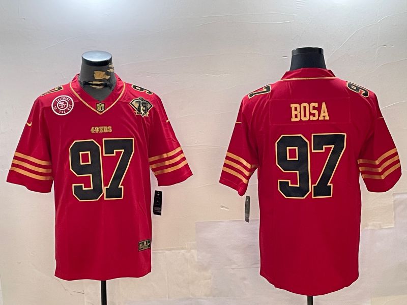 Men San Francisco 49ers 97 Bosa Red Gold 2024 Nike Limited NFL Jersey style 12303